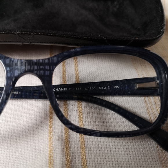 Chanel 3187  Blue 54-17 Tweed Blue Eyeglasses Frames Italy - Picture 4 of 13